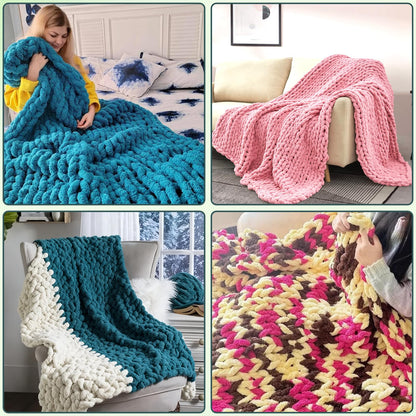 Violetfox 80" Chunky Blanket Loom Kit, Adjustable Knit Loom Yarn Loom for Adults, Wooden Hand Knitting Loom for Throw Blankets, Beginner-Friendly Yarn Craft Weaving Tools for Home DIY (80 in)