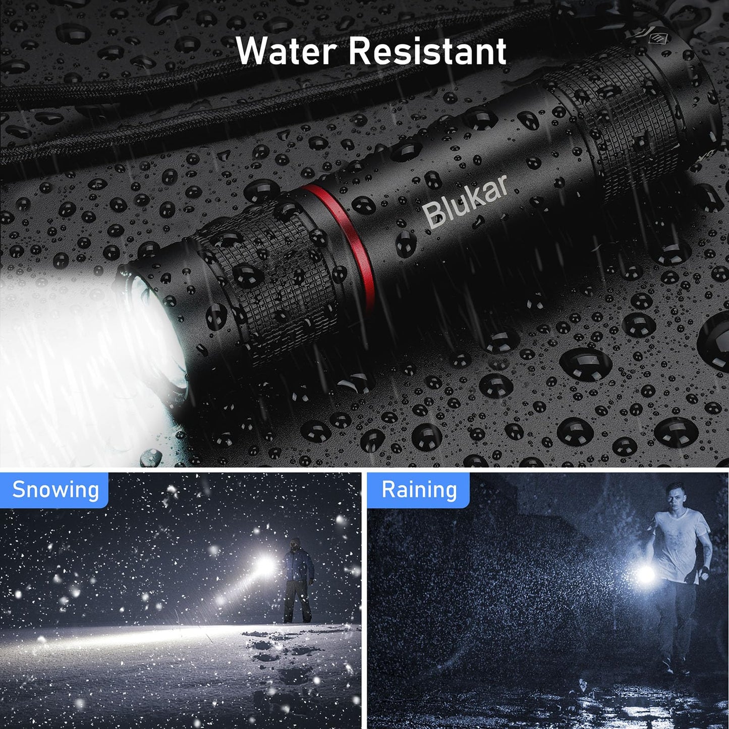 Blukar Flashlight Rechargeable, High Lumens Flashlight, Super Bright Small LED Flash Light- Zoomable, Adjustable Brightness, Long Lasting for Camping, Outdoors and Home Emergency