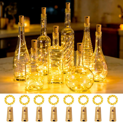 20 8 Pack VOOKRY Wine Bottle Lights with Cork, LED Battery Operated Cork Fairy String Lights Waterproof Mini Copper
