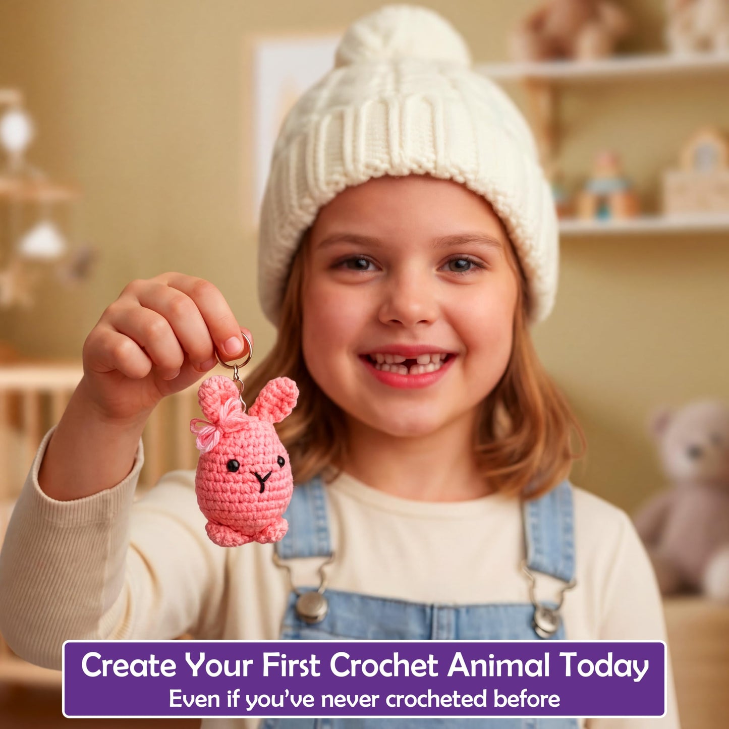 A-URA Learn to Crochet Kit for Beginners Kids and Adults, Premium 4 Animal Pattern Beginner Crochet Kits with Easy Tube Yarn & Step-by-Step Video Tutorials (Forest Friends–Standard Size)