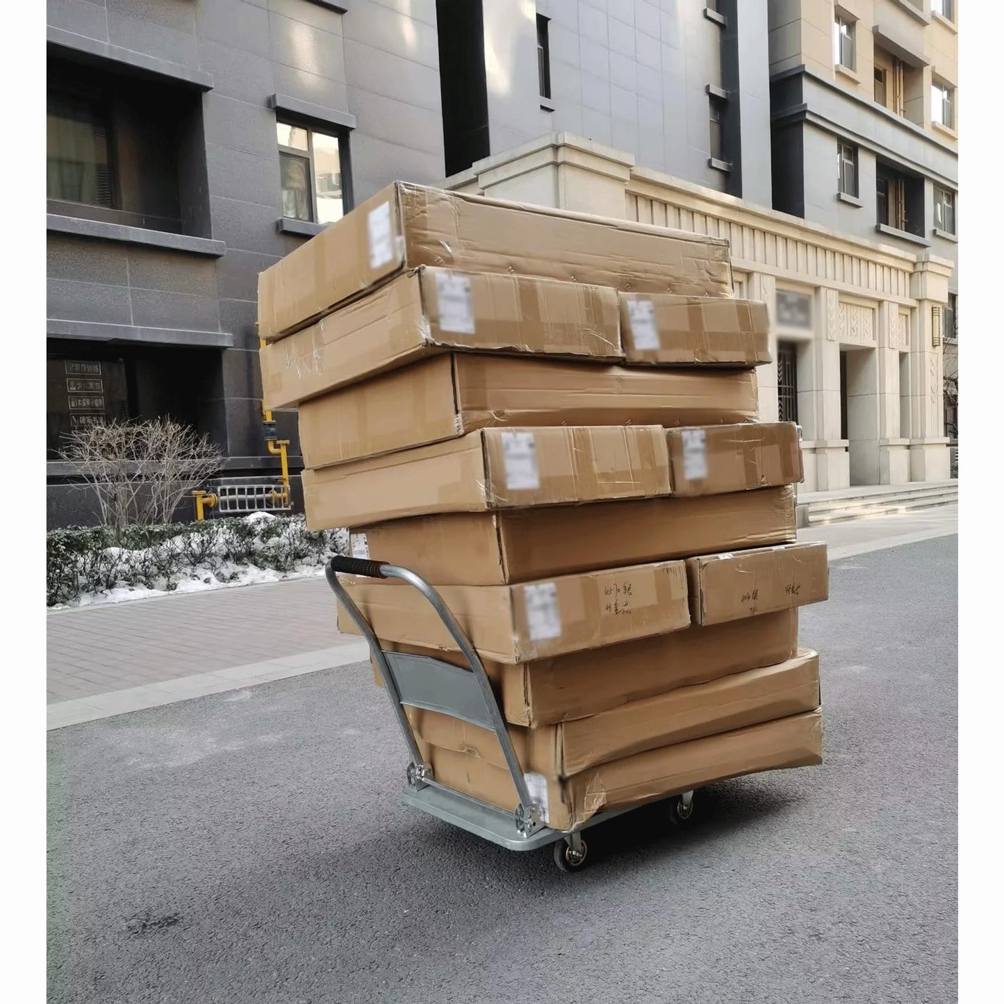 Heavy Duty Platform Truck Cart, Flatbed Cart Folding Hand Trucks, 2200lbs, with 6" Swivel Casters, for Loading and Storage Garage Warehouse Moving Truck