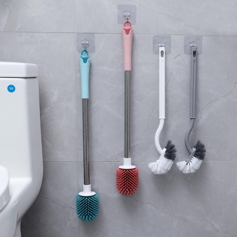 2Pcs Curved Toilet Bowl Brush Without Holder for Bathroom Deep Cleaning, Toilet Brush Durable Under The Rim Household Cleaning Brushes (Gray+White)
