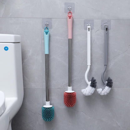 2Pcs Curved Toilet Bowl Brush Without Holder for Bathroom Deep Cleaning, Toilet Brush Durable Under The Rim Household Cleaning Brushes (Gray+White)