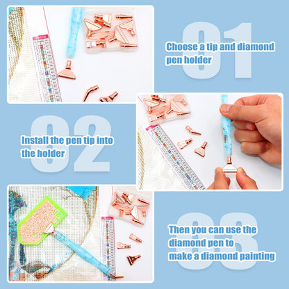 ZYNERY 30 PCS Diamond Painting Pens Kit, 13 PCS Stainless Steel Tip for Diamond Painting Accessories with 12 Clay, Diamond Art Pens 5D Diamond Painting Tools for DIY Craft (Blue)