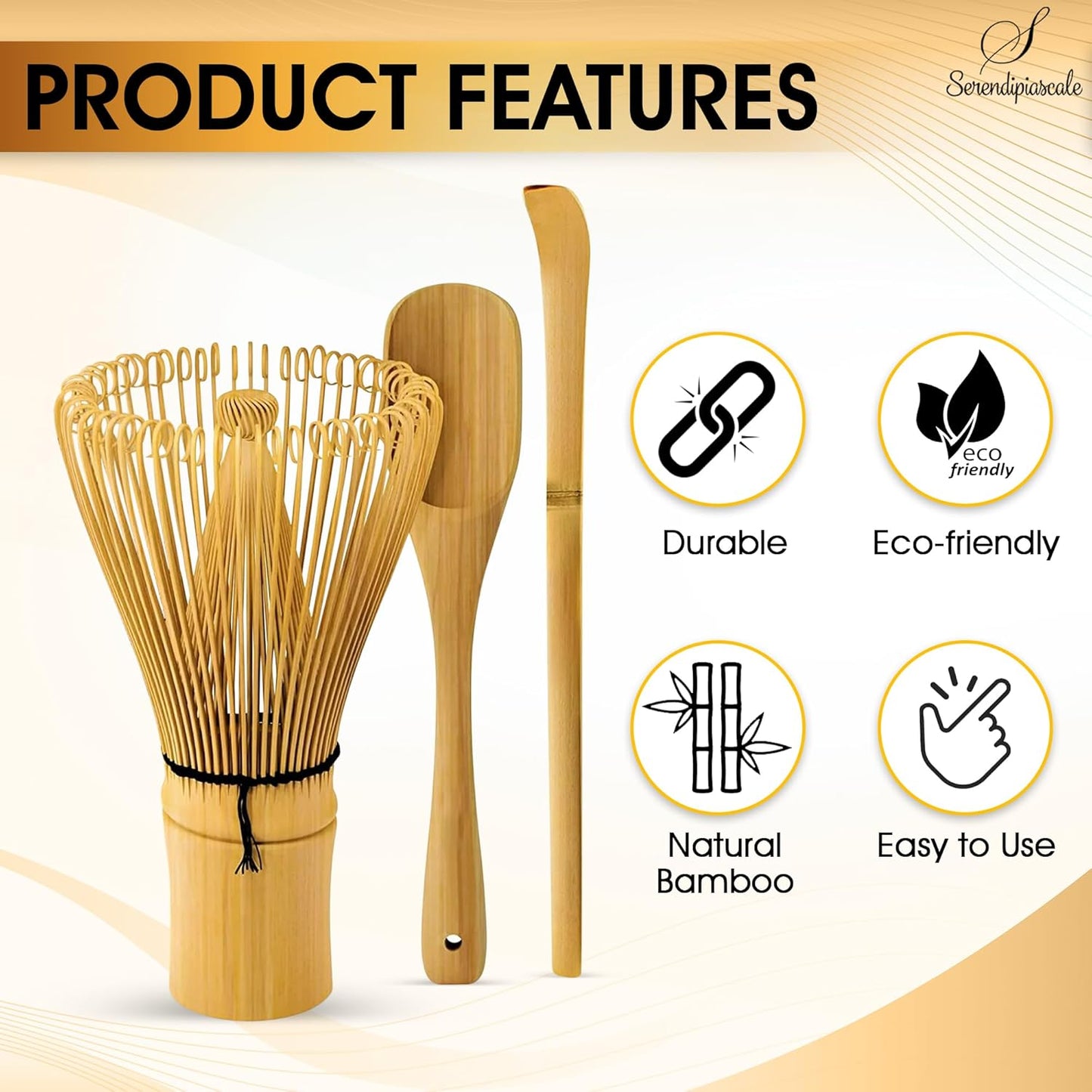 Bamboo Matcha Blender Set, Includes Matcha Whisk and Accessories for Tea Preparation