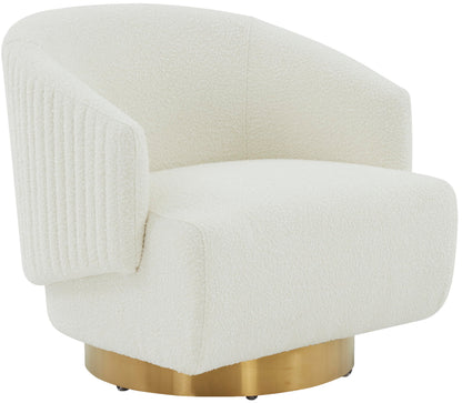 SAFAVIEH Couture Collection Pollyanne Ivory Boucle/Gold Swivel Accent Chair (Fully Assembled)