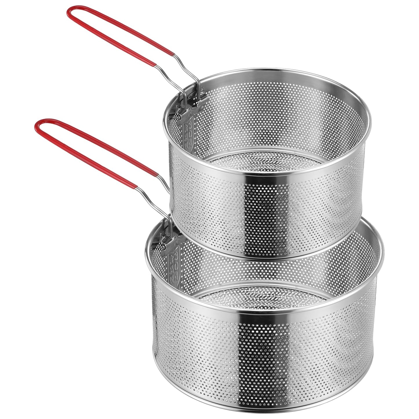 2 Packs Pasta Strainer with Removable Handle Stainless Steel Spaghetti Noodle Strainer Deep-Frying Food Filter Basket Pasta Mesh Drainer for Home Restaurant Washing Draining Boiling Steaming