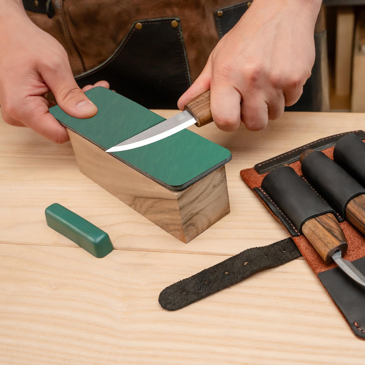 BeaverCraft Spoon Wood Carving Kit - Spoon Carving Tools Set with Hook Knife, Sloyd, Chip, Small Detail Whittling Knives S13X - Deluxe Whittling Knife Set with & Leather Strop and Leather Case
