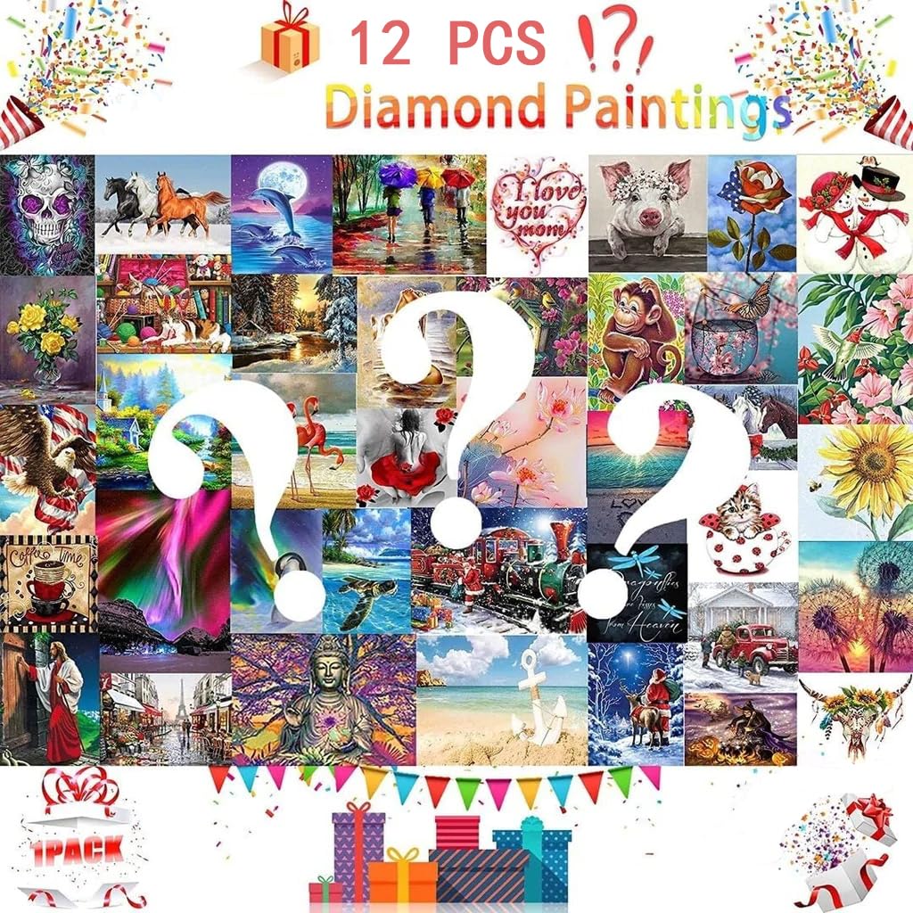 AiYuanzsh 12 Pack Diamond Painting Kits, 50 Pictures Scenery 12, DIY Paint with Diamonds Art Crystal Rhinestone Round Drill Diamond Painting Kit Cross Stitch for Home Wall Craft Decor