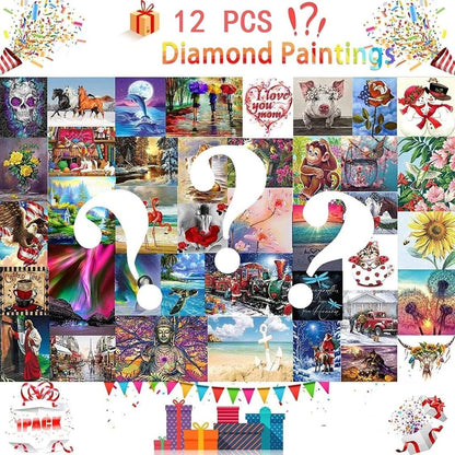 AiYuanzsh 12 Pack Diamond Painting Kits, 50 Pictures Scenery 12, DIY Paint with Diamonds Art Crystal Rhinestone Round Drill Diamond Painting Kit Cross Stitch for Home Wall Craft Decor