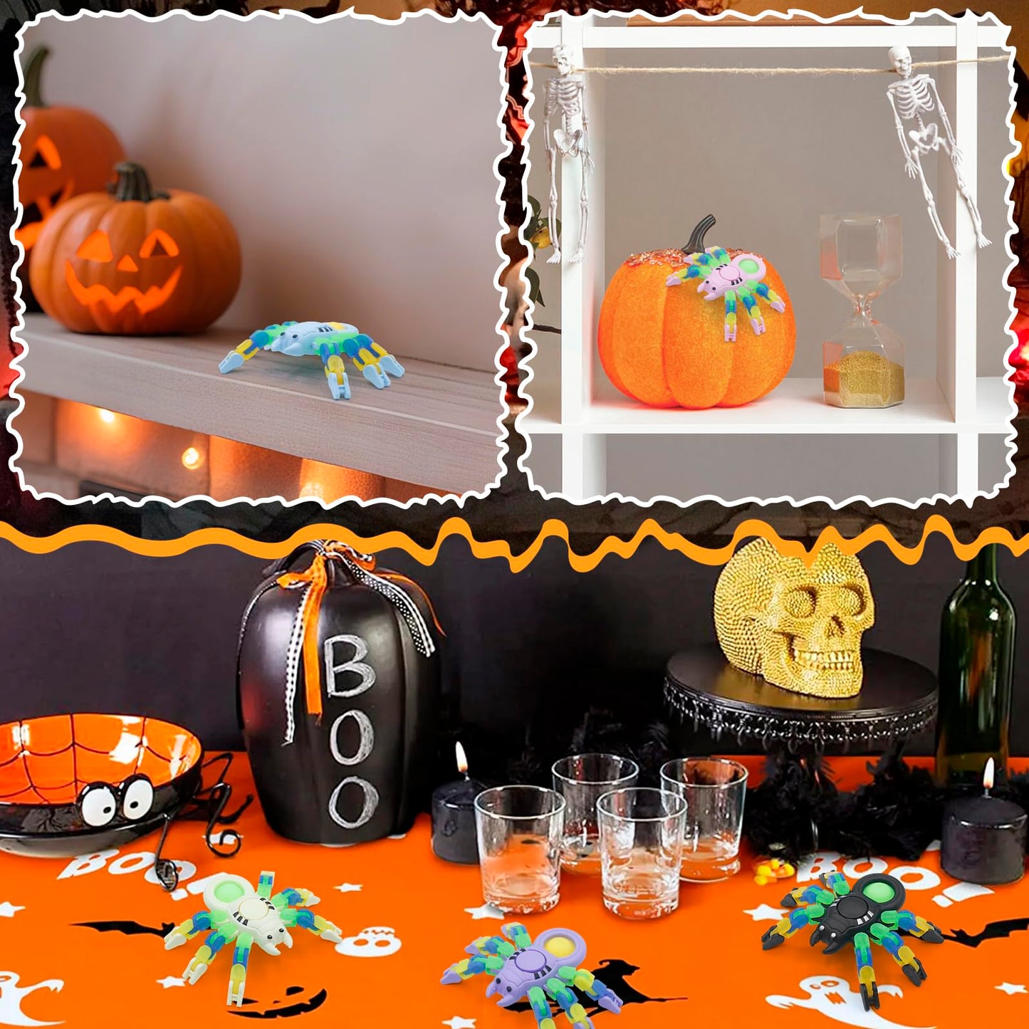 LENDOD Halloween Spider Transformable Fidget Toys - Halloween Party Favors Bulk for Kids and Adults, Glow in The Dark, Halloween Treat Bags Gifts, Pop Sensory Fidget Toys & Home Party Decor-15PCS