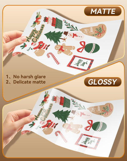 Uinkit Classic Matte Sticker Paper 30 Sheets - Printable Vinyl Sticker Paper for Inkjet & Laser Printers, Waterproof Tear-Resistant Decals for Crafts, Labels & Small Projects (8.5"x11")