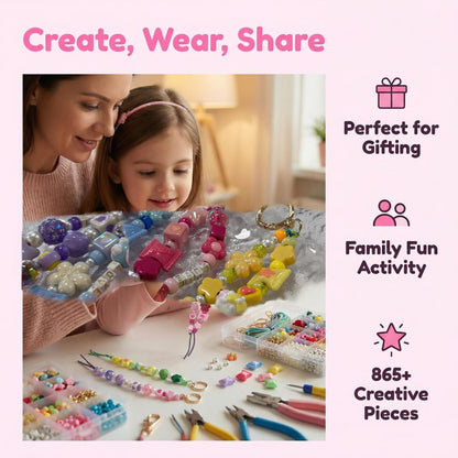 DIY Bag Charm Kit Keychain Makinhg Kit Acrylic Keychain Charms 865pcs Jewerly Making Kit Birthday Gift, Phone Charm Gift for Girls and Boys Friendship Bracelet Kit