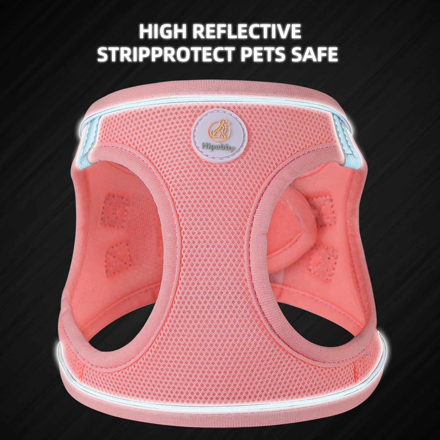 Hipubby Dog Harness and Leash Set, No Pull Soft Mesh Puppy Harness for Small Medium Dogs, Cats - Step in Adjustable Reflective Pet Harness with Buckle and Double D-Rings - Pink, XS