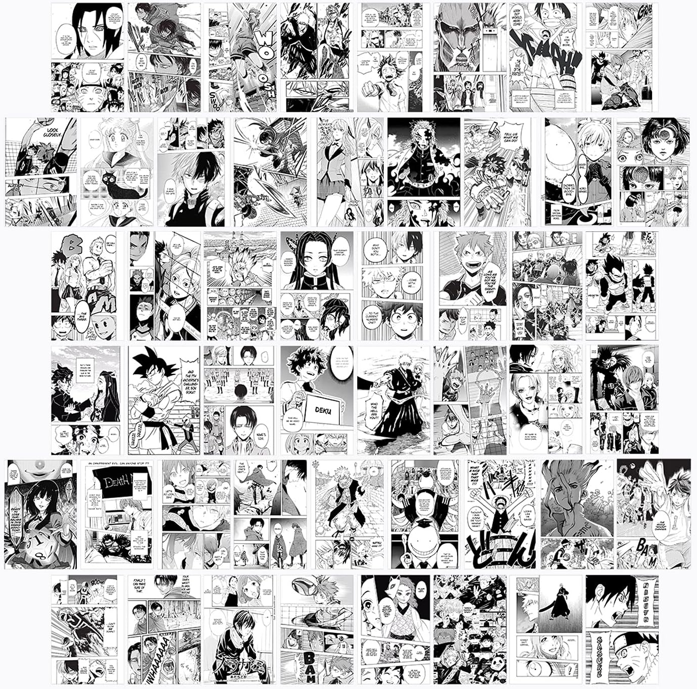 WOONKIT Anime Posters Pack - 50PCS 4X6 INCH MHA Anime Wall Collage Kit for Bedroom and Dorm Decor