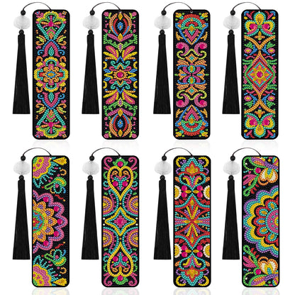 geesfayan 8 Pcs Diamond Art Bookmarks Kits for Adults with Tassel, 5D DIY Book Marks Dimond Art Paintings Gem Art,Diamond Painting Bookmarks for Book Lovers(Mandala)