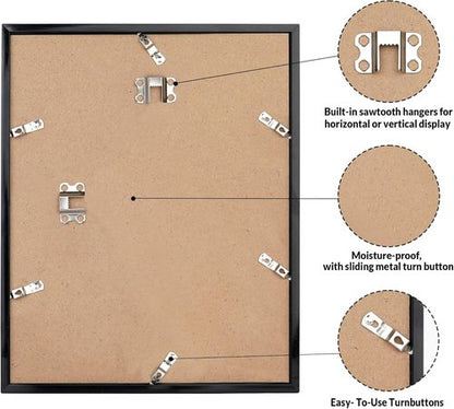 LaVie Home 14x18 Picture Frame - Classic Black Frame with HD Plexiglas for Vertical/Horizontal Display
