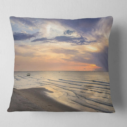 Designart Calm Sunset in Thailand Beach Landscape Printed Throw Pillow Cover for Living Room, Sofa 18" x 18"