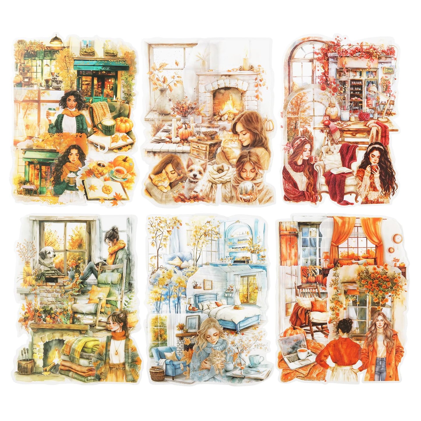 MiyouLuna 120 Pcs Coffee Themed PET Stickers Set, Vintage Aesthetic Stickers for Scrapbooking, Journaling, and DIY Crafts