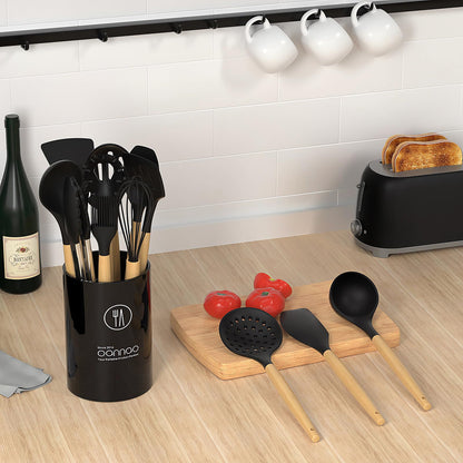 Silicone Cooking Utensils Kitchen Utensil Set - 446°F Heat Resistant Silicone Kitchen Utensils Set, Spatula,Turner Tongs, Spoon, Brush, Whisk,Kitchen Gadgets for Nonstick Cookware, BPA Free (Gray)