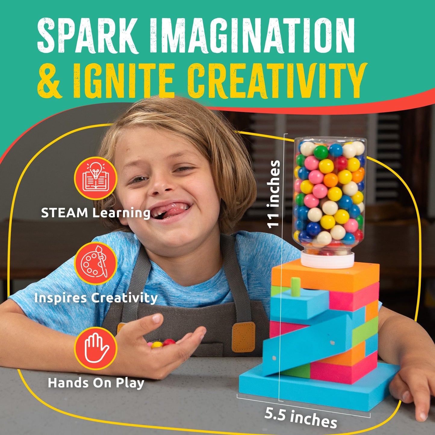 SparkJump Candy Dispenser Woodworking Kit – Complete STEM Building Kit for Kids with FSC-Certified Wood, Paints & Tools, DIY Gumball Machine Craft for Boys & Girls, Ages 6+