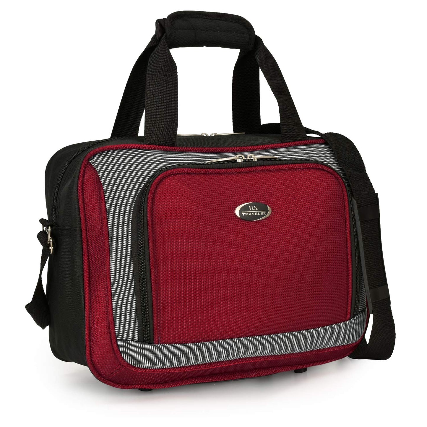 U.S. Traveler New Yorker Lightweight Expandable Rolling Luggage, Red/Gray, 4-Piece Set