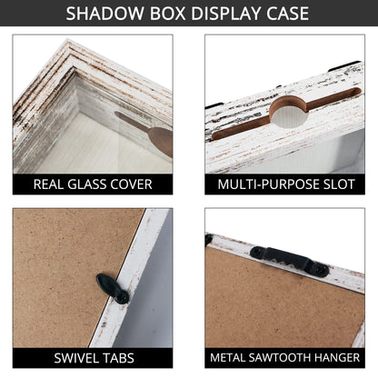 GraduationMall 8x10 Top Loading Shadow Box Frame with HD Glass,Wood Display Case with Slot,1.25 inches Interior Depth,Ideal for Wine Bottle Caps,Tickets,Shells,Stamps and More,White