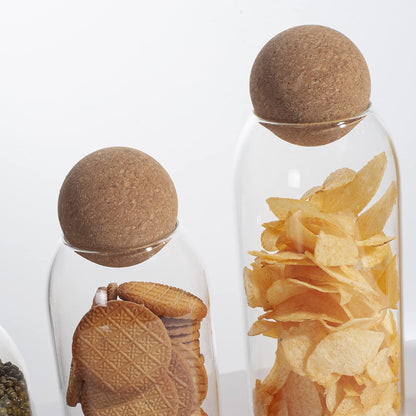 IVAILEX Glass Jars with Cork Lids, Candy Jar with Lid, Coffee jar for Counter, Cookie Jar with Airtight Lids, Clear Glass Jar for Candy, Tea, Coffee Bean, Sugar, Spices, Apothecary etc (700ml/24oz)