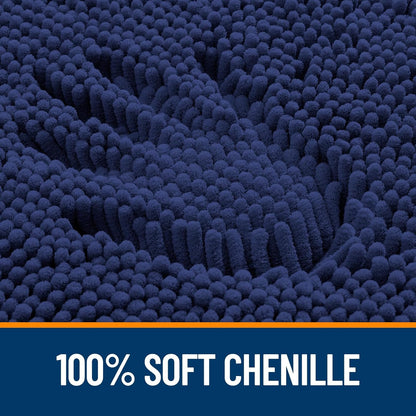 OLANLY Bathroom Runner Rugs - Soft Absorbent Chenille with Rubber Backing | Quick Dry, 47x20, Twilight Sapphire