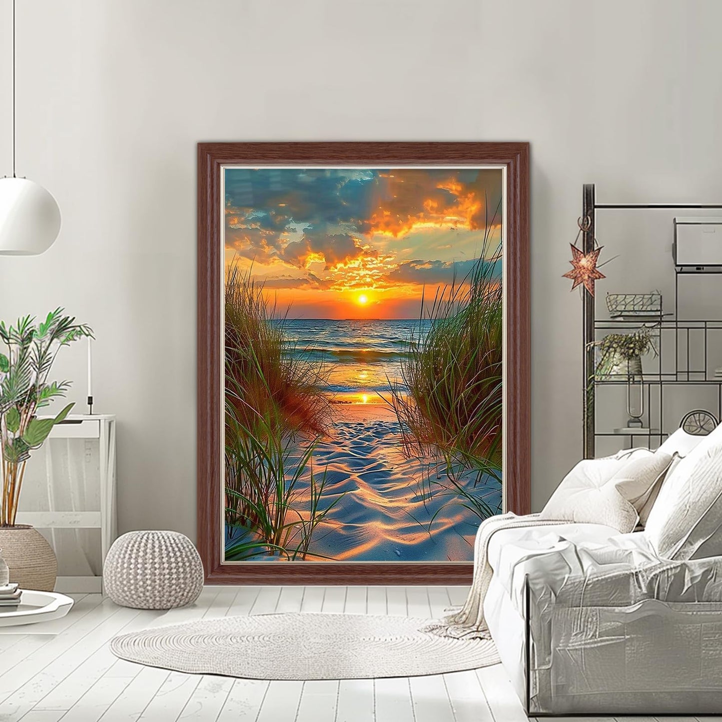 Lxmsja Beach Diamond Art Kits for Adults, Landscape DIY Full Drill Diamond Painting Kits for Beginners, 5D Gem Art Crafts for Adults, Home Wall Decor 12x16 inch