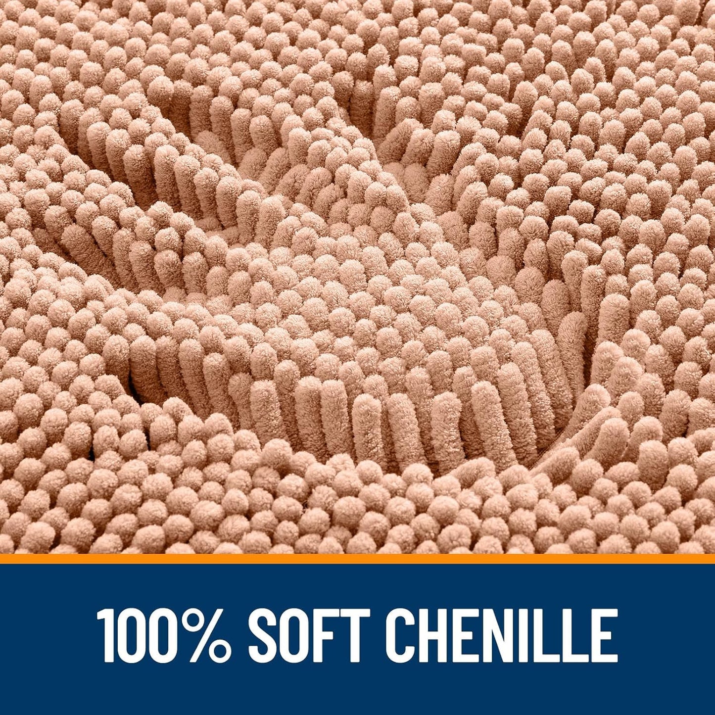 OLANLY Bathroom Runner Rug - Extra Soft Chenille, Quick Dry & Machine Washable | 47x17 Inches, Peach
