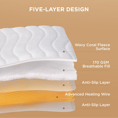 Bedsure Heated Mattress Pad King - Bed Warmer with Memory & Preheat Functions, 12-Hour Auto Off & 10 Heat Settings, Dual Controllers, Fast Heating, Brushed Electric Mattress Pad King, 78"x80"