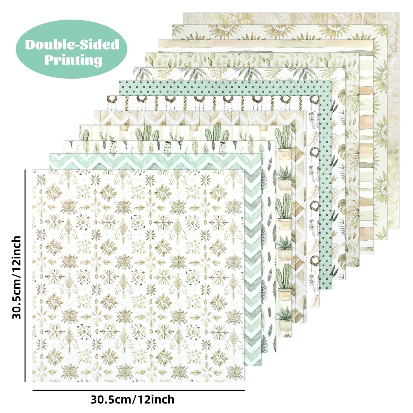12x12 Inch Scrapbook Paper Beige Floral Patterned, 24 Sheets/24 Designs Double-Sided Print Craft Papers, Scrapbook Specialty Decorative Paper for DIY Album Decoupage Card Making Scrapbooking