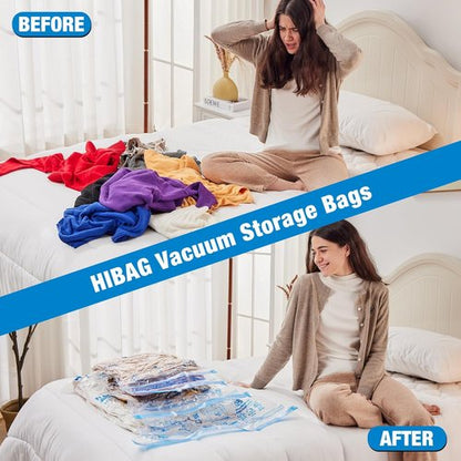 HIBAG Vacuum Storage Bags - 30-Pack Space Saver Seal Bags for Clothing, Comforters & Blankets