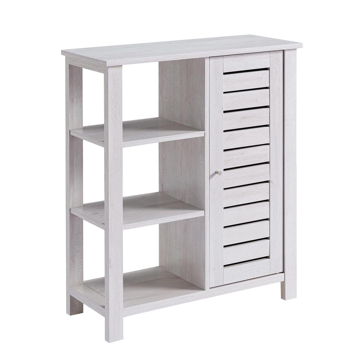 HOMES: Inside + Out Maifan Farmhouse 6-Shelf Wood 28 in. Shoes Cabinet for Living Room, Entryway, White Oak