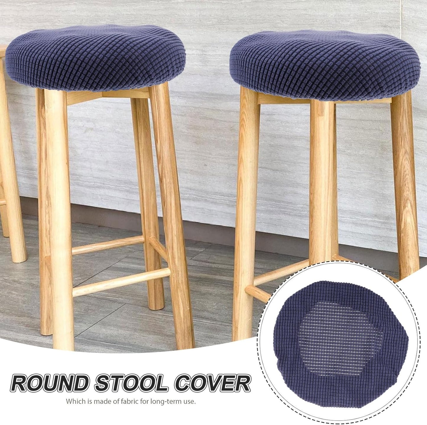 Veemoon Round Stool Covers, Soft Bar Stool Chair Cushion Cover with Elastic Non-Slip Bottom, 11 inches Width
