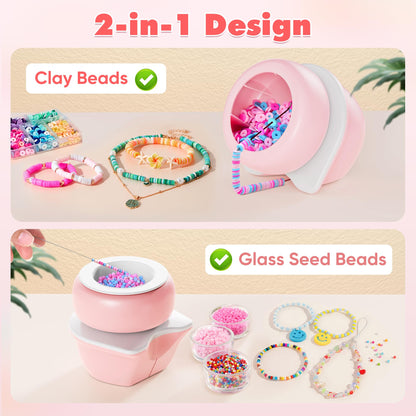 ETUDAW Electric Bead Spinner Tools, 2 in 1 Rechargeable Clay Bead Kit and Cordless Seed Bead Spinner for Jewelry Making, Automatic Bracelet Maker Machine, DIY Arts and Crafts Holiday Birthday Gifts