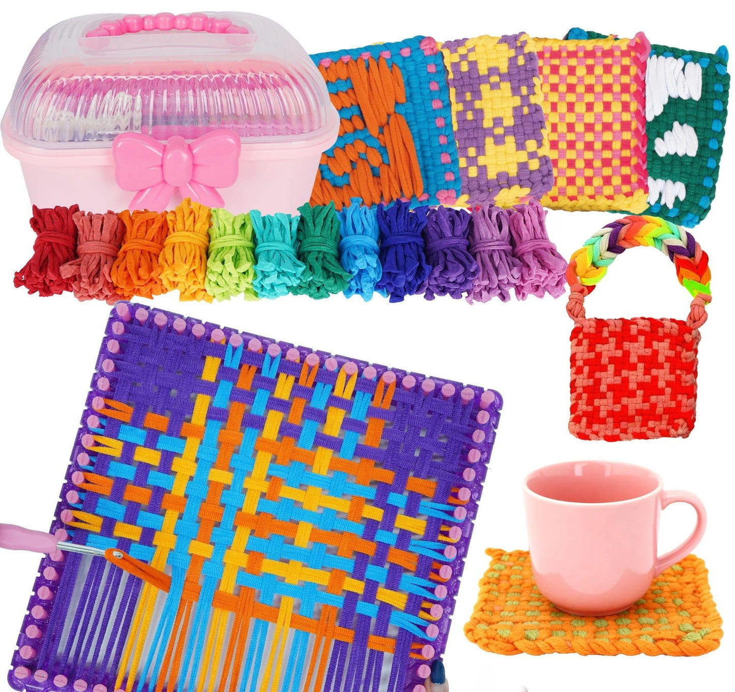 BLISSIQUEE Weaving Loom for Kids 288 Loops 12 Colors Potholder Weaving Loom Knitting Arts and Crafts Kit for Kids Beginners Pot Holder DIY Project Ages 6 7 8 10 12 13 Years Old