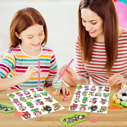 PICNICFUN Diamond Kits Stickers for Kids,24 PCS 5D DIY Cute Cartoon Characters and Animals Handmade Digital Paint Rhinestone Mosaic Sticker Making for Kids,Children Art Craft
