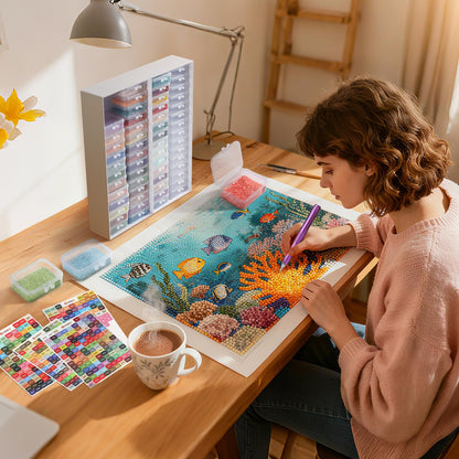 Glotrove Diamond Art Storage Containers Trays, 60pcs Diamond Painting Trays with Lids, 2-in-1 Beads, Gems & Drills Storage and Line-Up Accessories for Diamond Painting