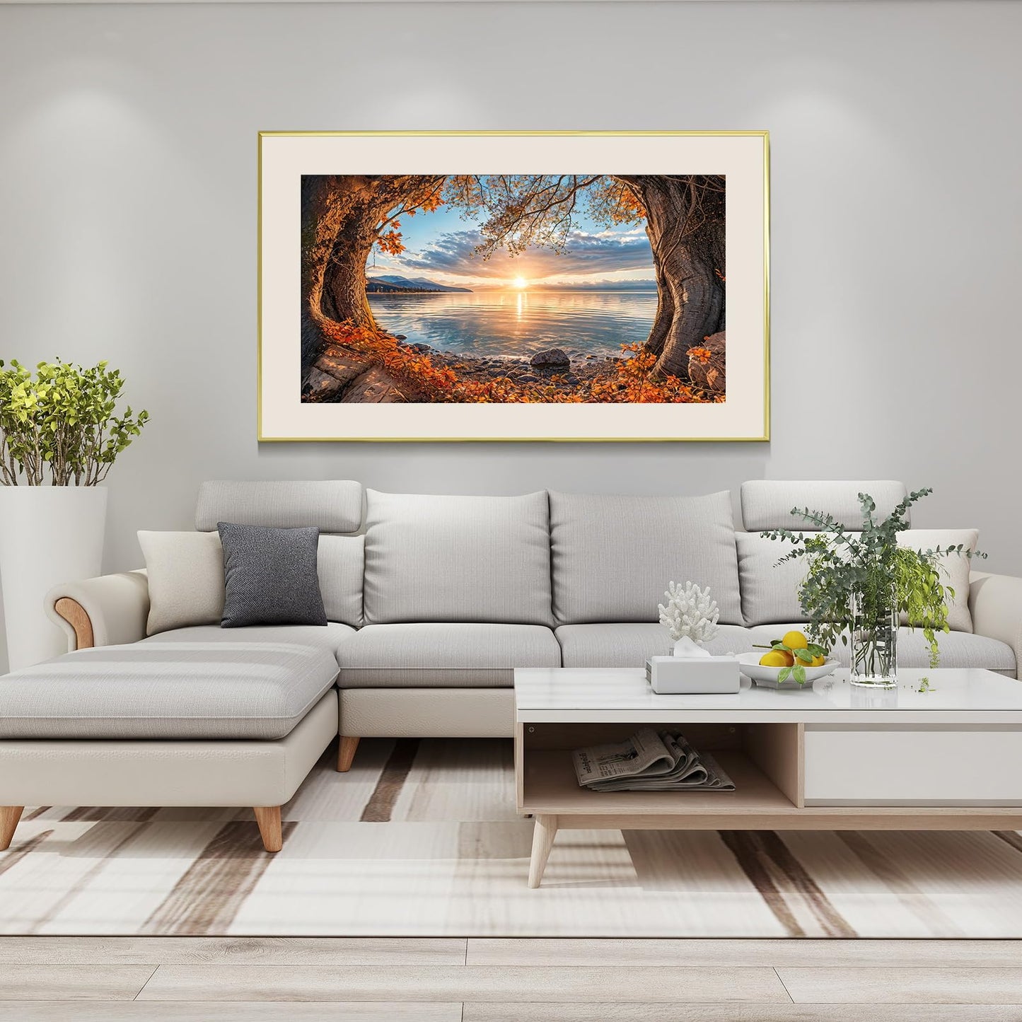 ATDMS Large Diamond Art Kits for Adults - 5D Landscape Diamond Painting Kits for Adults DIY Full Drill Diamond Painting Sunset Lake Gem Art Kits for Home Wall Decor 27.5x15.7 Inch