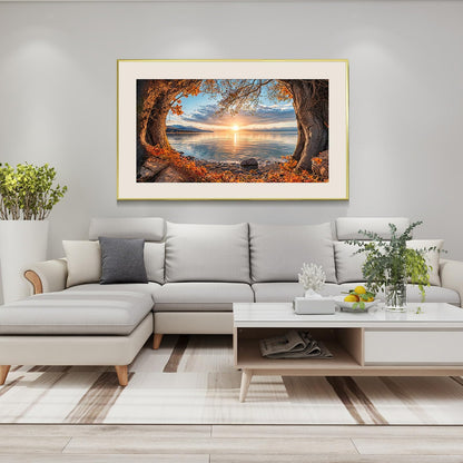 ATDMS Large Diamond Art Kits for Adults - 5D Landscape Diamond Painting Kits for Adults DIY Full Drill Diamond Painting Sunset Lake Gem Art Kits for Home Wall Decor 27.5x15.7 Inch