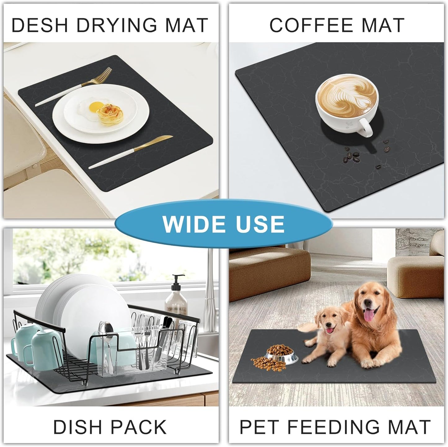 Golener Coffee Bar Mat, Under Coffee Maker Mat, 23"x15" Coffee Tray Mat Under Coffee Machine, Dark Gray Rubber Mat