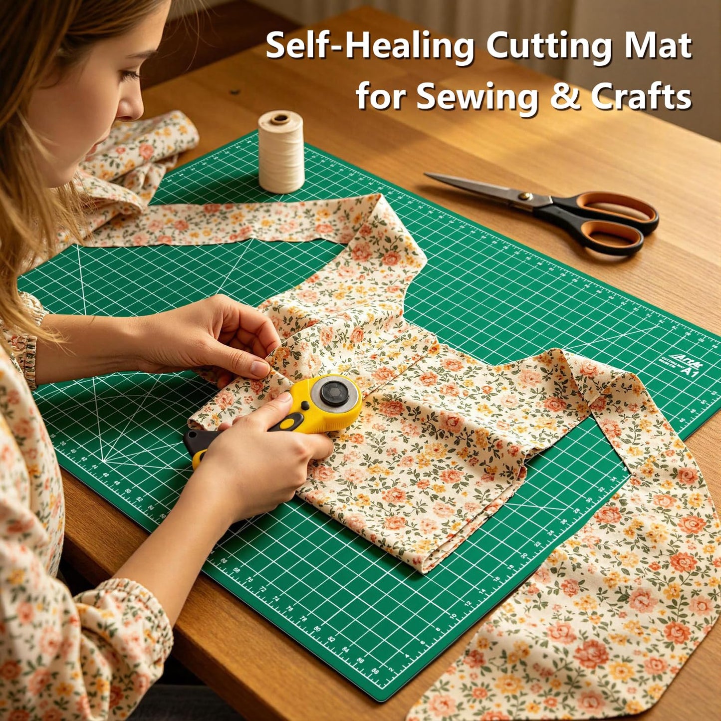 ArtAt Self Healing Cutting Mat: 24 x 36 inch Green Large 5-Ply Double-Sided Durable Non-Slip PVC Cutting Mat for Sewing Quilting Scrapbooking Art & Crafts projects…