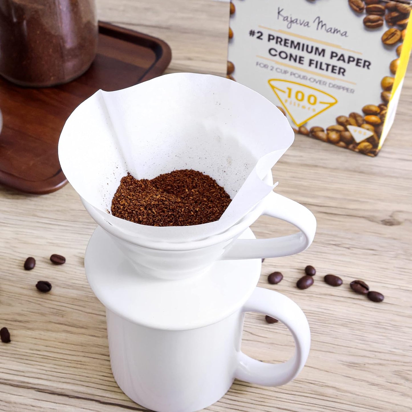 Ceramic Pour Over Coffee Dripper - Slow Brewing Accessories for Home, Cafe, Restaurants - 2 Cup Size, Brown