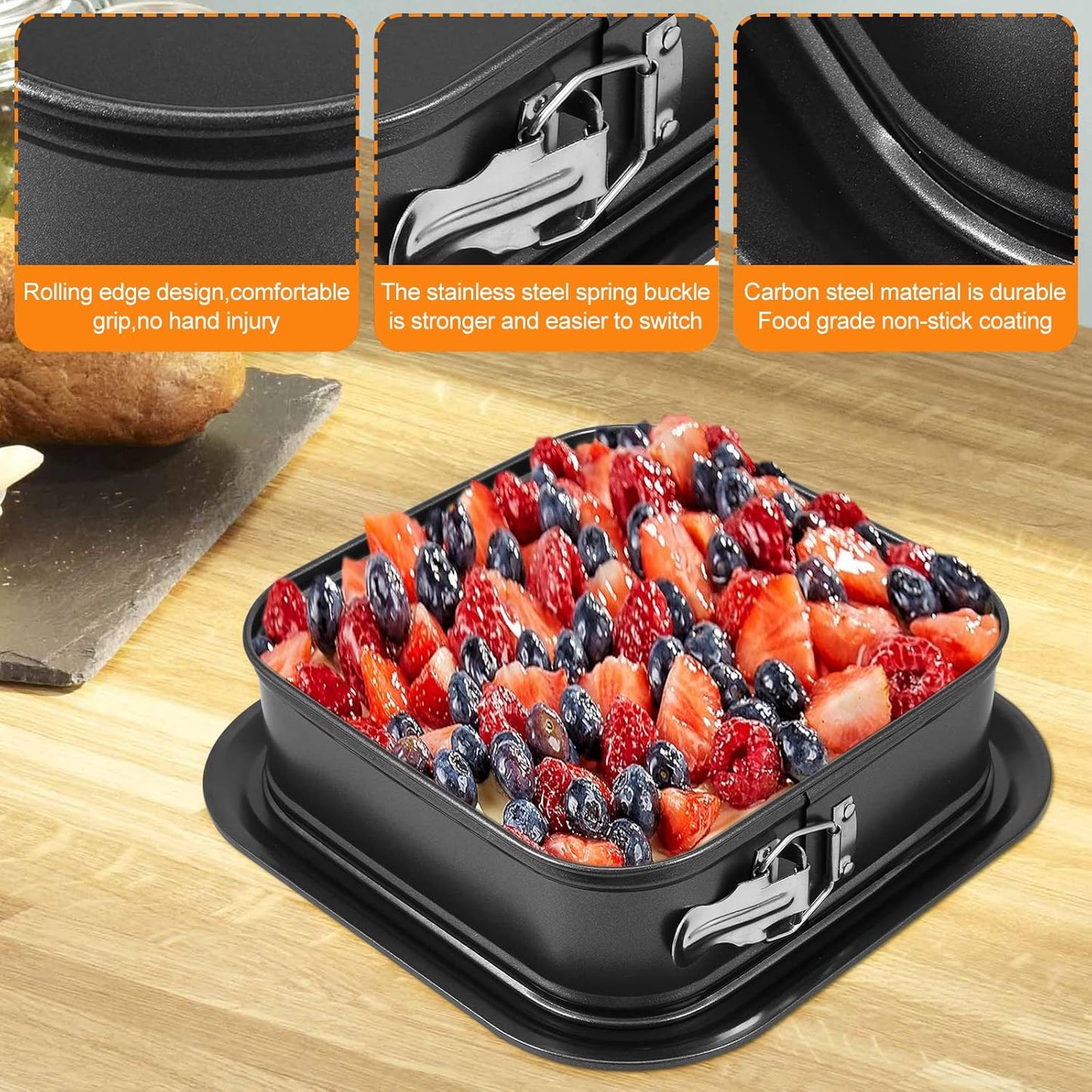 Springform Pan, 9.5" Non-Stick Cheesecake Baking Pan, Leak-Proof Bakeware with Removable Base