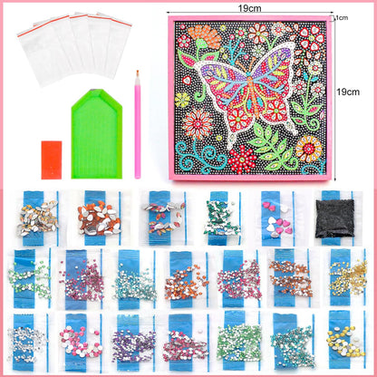 ZUYUSUT Sparkly Butterfly Diamond Art Painting Kits with Wooden Frame Arts and Crafts Art Mosaic Gem