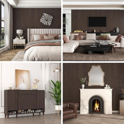 24Inx118In BAYYA Walnut Contact Paper Thick Matte Brown Wood Wallpaper Roll Peel Stick Kitchen Wallpaper Self-Adhesive
