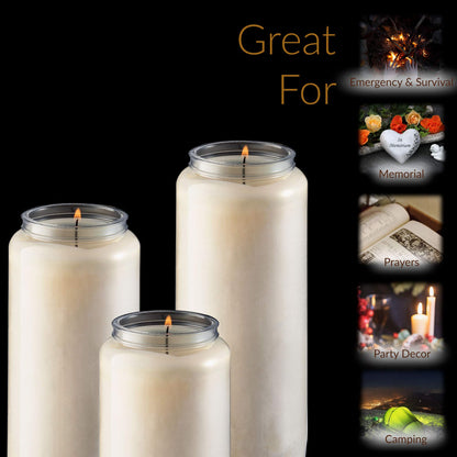 Rambue 9 Day Prayer Candles, 9 Pack - 7” White Memorial Candle for Shiva, Religious Ceremony, Party, Emergency Candles - Long Burning Vegetable Wax in Plastic Jars