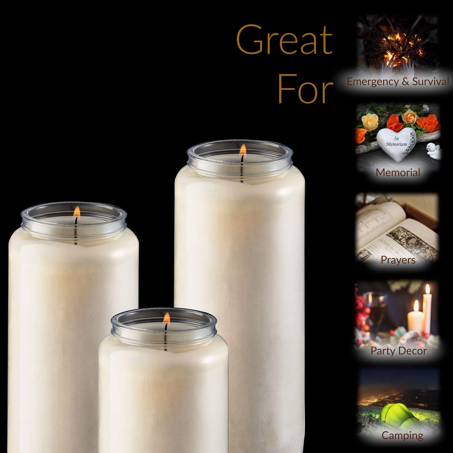 Rambue 9 Day Prayer Candles, 1 Pack - 7” White Memorial Candle for Shiva, Religious Ceremony, Party, Emergency Candles - Long Burning Vegetable Wax in Plastic Jars